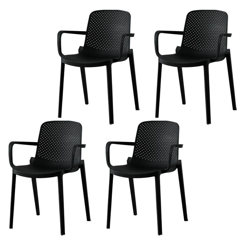 Plastic Modern Contemporary Kitchen Chair Arm Solid Back Dining Room Chair Black Set of 4 Clearhalo 'Dining Chairs' 'Dining Tables & Seating' 'dining_chair' 'Furniture' 'furniture_dining_chair' 'Kitchen & Dining Furniture' 4963138