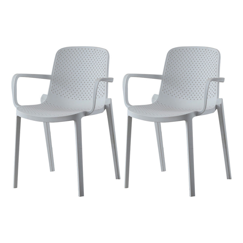 Plastic Modern Contemporary Kitchen Chair Arm Solid Back Dining Room Chair White Set of 2 Clearhalo 'Dining Chairs' 'Dining Tables & Seating' 'dining_chair' 'Furniture' 'furniture_dining_chair' 'Kitchen & Dining Furniture' 4963148