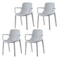 Plastic Modern Contemporary Kitchen Chair Arm Solid Back Dining Room Chair White Set of 4 Clearhalo 'Dining Chairs' 'Dining Tables & Seating' 'dining_chair' 'Furniture' 'furniture_dining_chair' 'Kitchen & Dining Furniture' 4963150