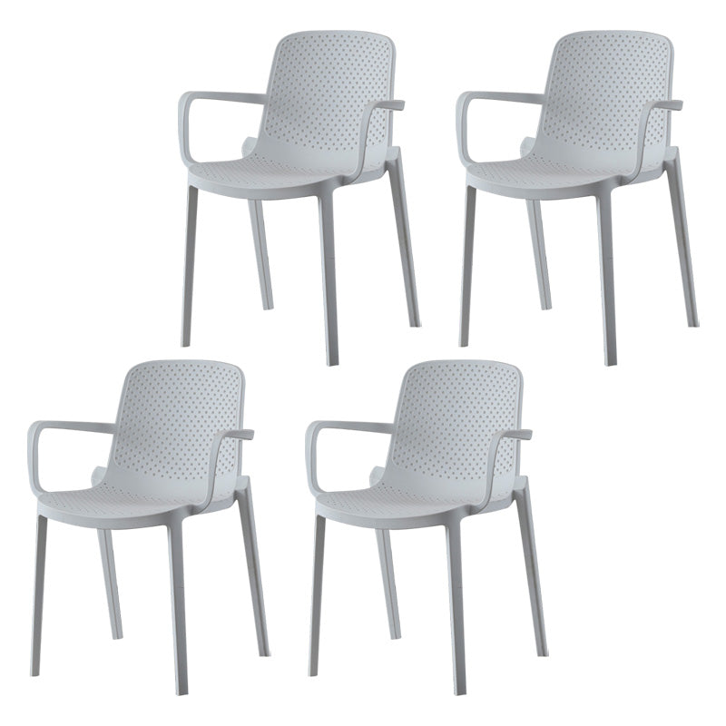 Plastic Modern Contemporary Kitchen Chair Arm Solid Back Dining Room Chair White Set of 4 Clearhalo 'Dining Chairs' 'Dining Tables & Seating' 'dining_chair' 'Furniture' 'furniture_dining_chair' 'Kitchen & Dining Furniture' 4963150