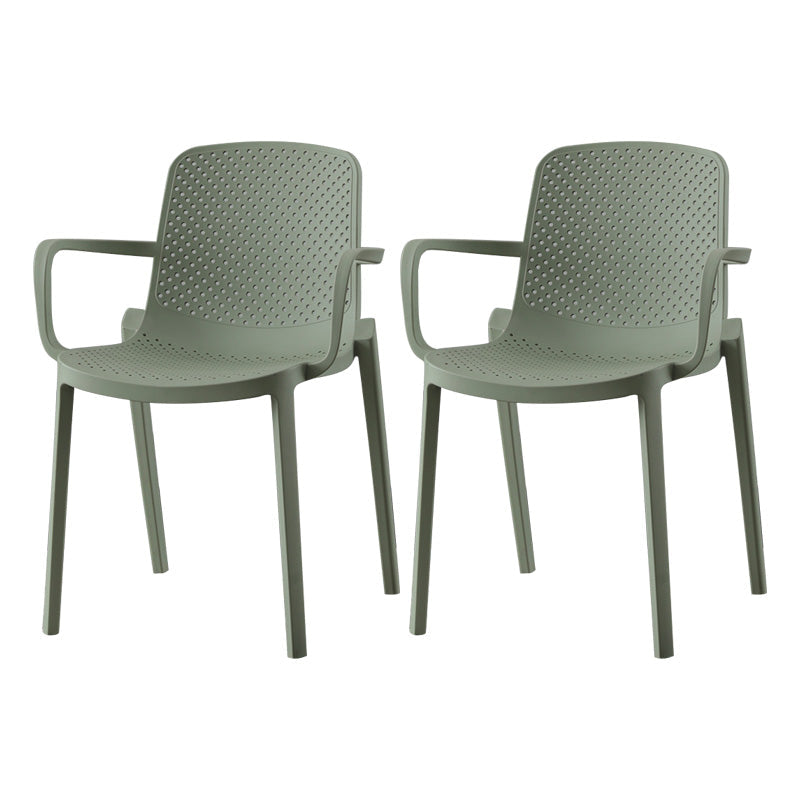 Plastic Modern Contemporary Kitchen Chair Arm Solid Back Dining Room Chair Green Set of 2 Clearhalo 'Dining Chairs' 'Dining Tables & Seating' 'dining_chair' 'Furniture' 'furniture_dining_chair' 'Kitchen & Dining Furniture' 4963153