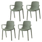 Plastic Modern Contemporary Kitchen Chair Arm Solid Back Dining Room Chair Green Set of 4 Clearhalo 'Dining Chairs' 'Dining Tables & Seating' 'dining_chair' 'Furniture' 'furniture_dining_chair' 'Kitchen & Dining Furniture' 4963155