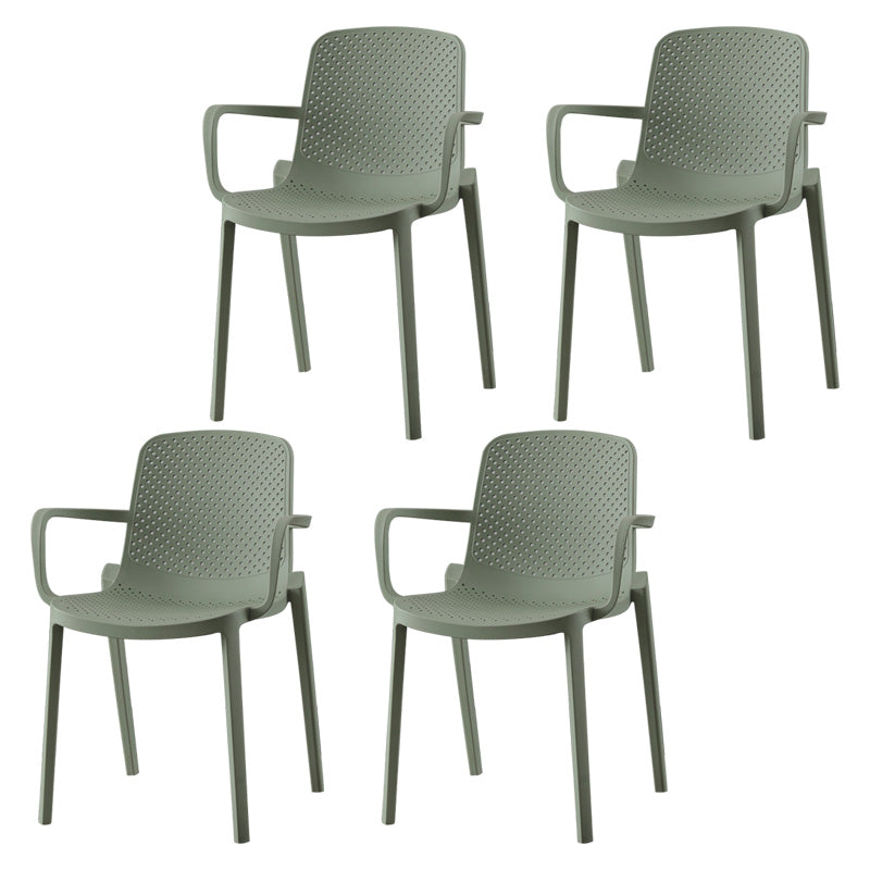 Plastic Modern Contemporary Kitchen Chair Arm Solid Back Dining Room Chair Green Set of 4 Clearhalo 'Dining Chairs' 'Dining Tables & Seating' 'dining_chair' 'Furniture' 'furniture_dining_chair' 'Kitchen & Dining Furniture' 4963155