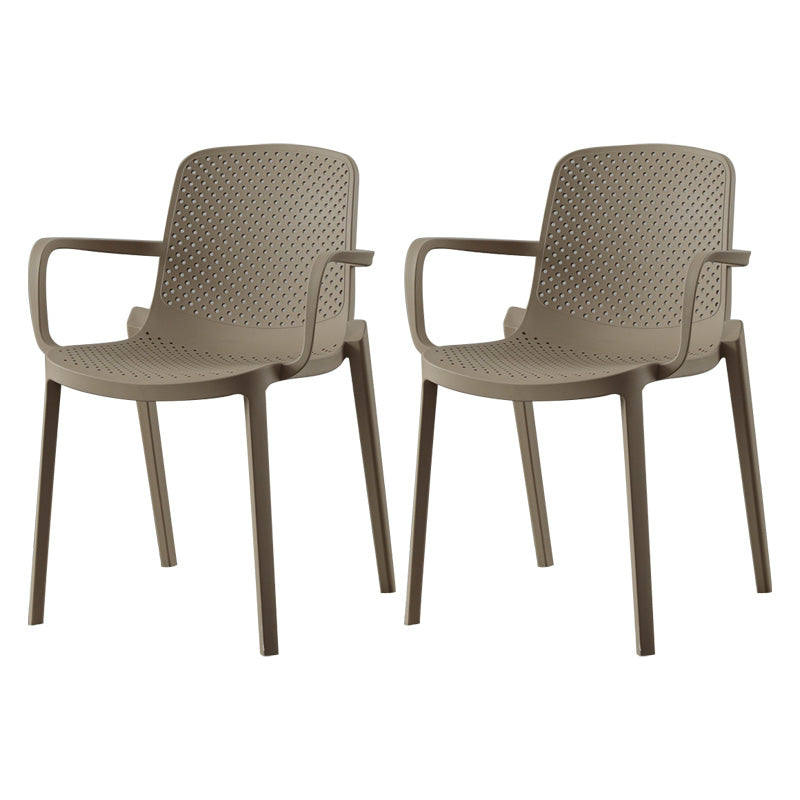 Plastic Modern Contemporary Kitchen Chair Arm Solid Back Dining Room Chair Camel Set of 2 Clearhalo 'Dining Chairs' 'Dining Tables & Seating' 'dining_chair' 'Furniture' 'furniture_dining_chair' 'Kitchen & Dining Furniture' 4963158