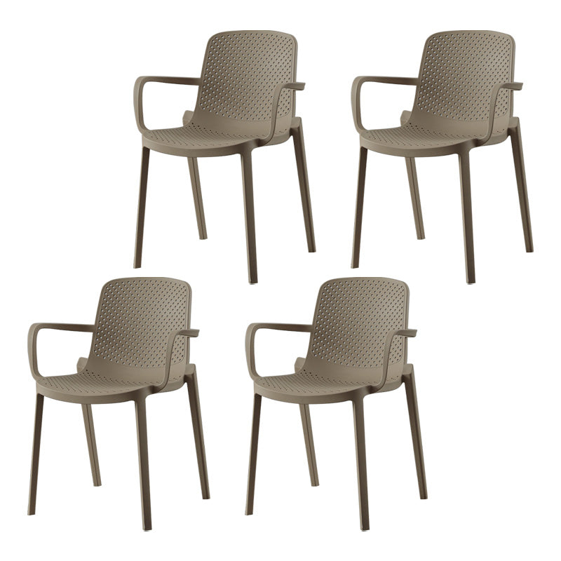 Plastic Modern Contemporary Kitchen Chair Arm Solid Back Dining Room Chair Camel Set of 4 Clearhalo 'Dining Chairs' 'Dining Tables & Seating' 'dining_chair' 'Furniture' 'furniture_dining_chair' 'Kitchen & Dining Furniture' 4963159