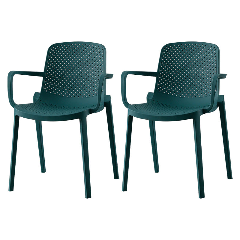 Plastic Modern Contemporary Kitchen Chair Arm Solid Back Dining Room Chair Peacock Blue Set of 2 Clearhalo 'Dining Chairs' 'Dining Tables & Seating' 'dining_chair' 'Furniture' 'furniture_dining_chair' 'Kitchen & Dining Furniture' 4963161