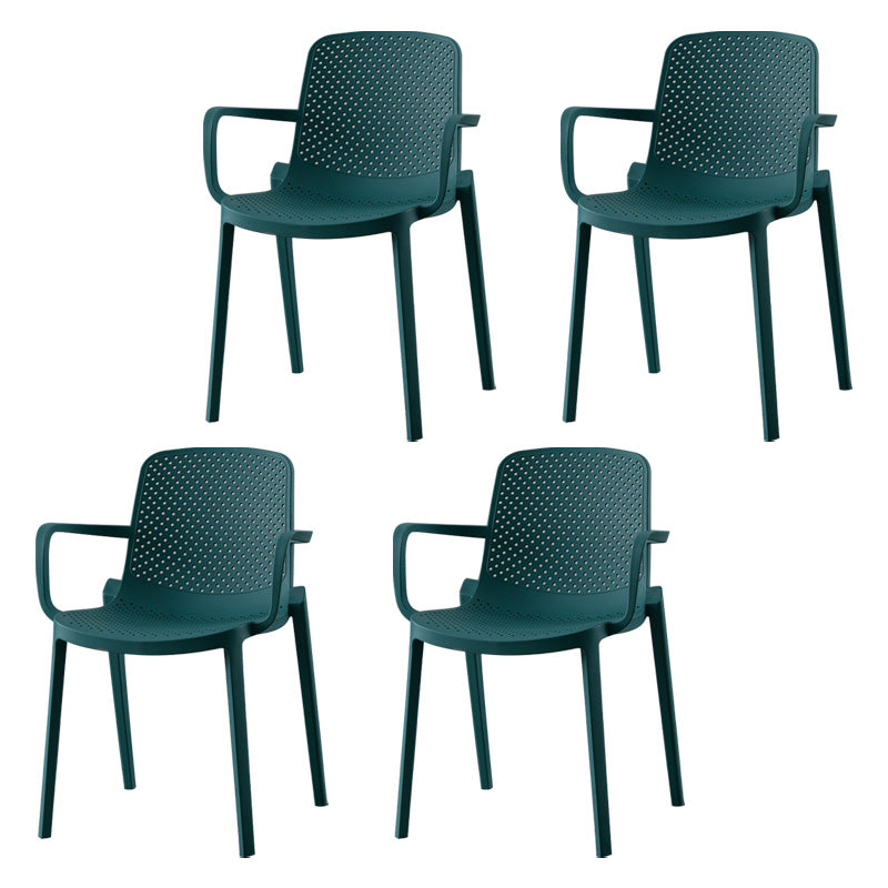 Plastic Modern Contemporary Kitchen Chair Arm Solid Back Dining Room Chair Peacock Blue Set of 4 Clearhalo 'Dining Chairs' 'Dining Tables & Seating' 'dining_chair' 'Furniture' 'furniture_dining_chair' 'Kitchen & Dining Furniture' 4963162
