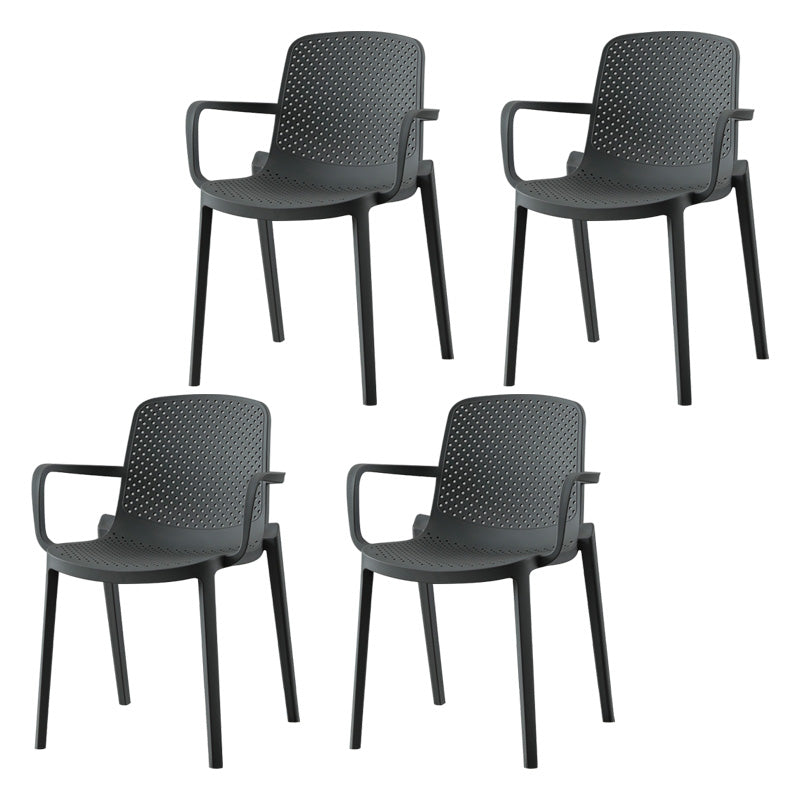Plastic Modern Contemporary Kitchen Chair Arm Solid Back Dining Room Chair Grey Set of 4 Clearhalo 'Dining Chairs' 'Dining Tables & Seating' 'dining_chair' 'Furniture' 'furniture_dining_chair' 'Kitchen & Dining Furniture' 4963165