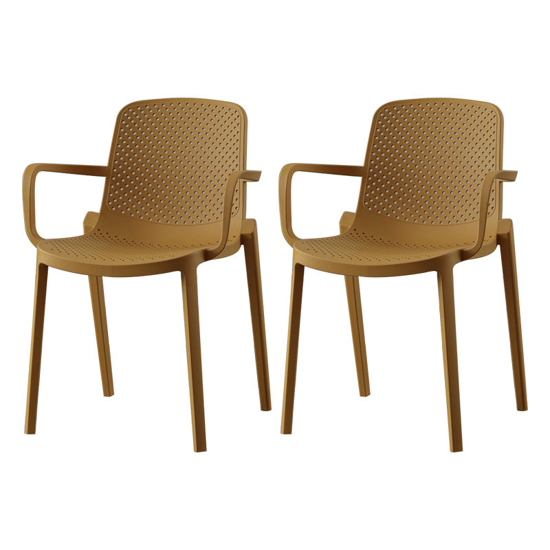 Plastic Modern Contemporary Kitchen Chair Arm Solid Back Dining Room Chair Ginger Set of 2 Clearhalo 'Dining Chairs' 'Dining Tables & Seating' 'dining_chair' 'Furniture' 'furniture_dining_chair' 'Kitchen & Dining Furniture' 4963167