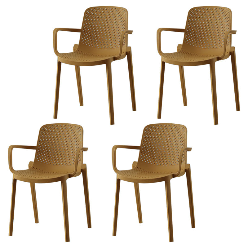 Plastic Modern Contemporary Kitchen Chair Arm Solid Back Dining Room Chair Ginger Set of 4 Clearhalo 'Dining Chairs' 'Dining Tables & Seating' 'dining_chair' 'Furniture' 'furniture_dining_chair' 'Kitchen & Dining Furniture' 4963168