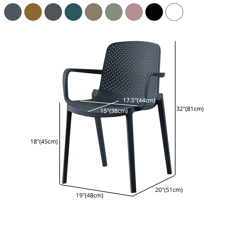 Plastic Modern Contemporary Kitchen Chair Arm Solid Back Dining Room Chair Clearhalo 'Dining Chairs' 'Dining Tables & Seating' 'dining_chair' 'Furniture' 'furniture_dining_chair' 'Kitchen & Dining Furniture' 4963171