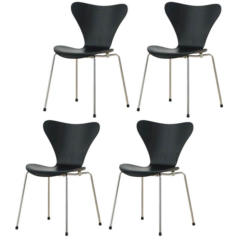 Modern Style Side Chair Wooden Indoor 19.29" Wide Dining Chair Matte Black 4 Piece Set Clearhalo 'Dining Chairs' 'Dining Tables & Seating' 'dining_chair' 'furn' 'furn_dining_chair' 'Furniture' 'furniture_dining_chair' 'Kitchen & Dining Furniture' 4963183