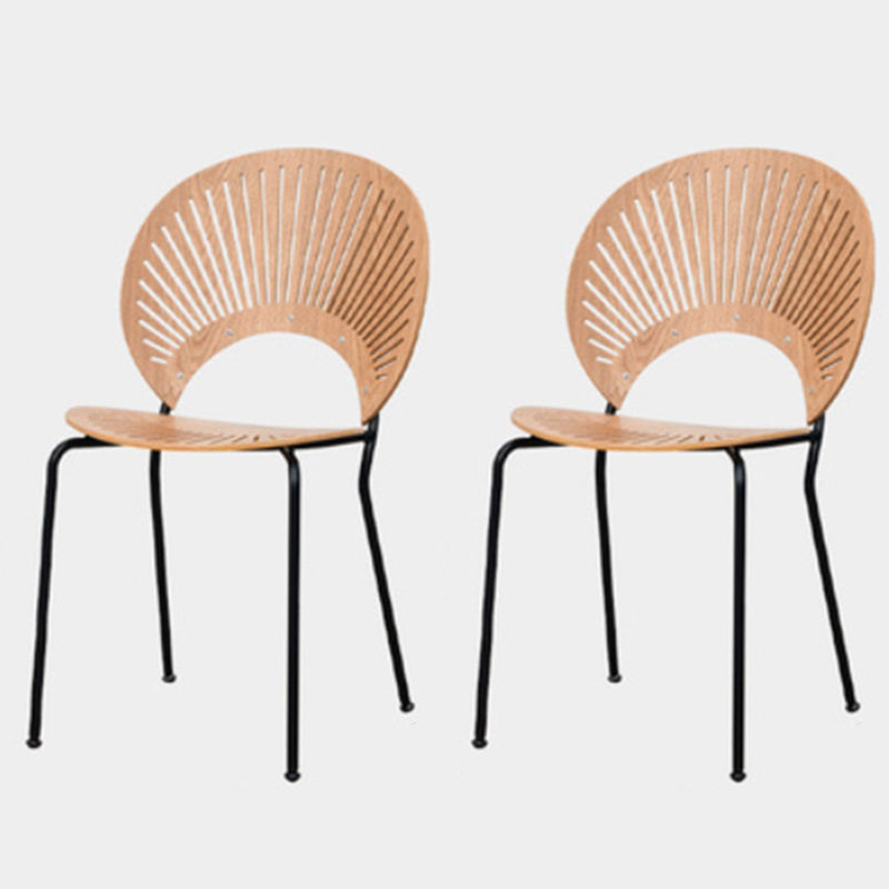 Modern Style Side Chair Open Back Armless Dining Chair for Indoor Natural Wood Black 2 Piece Set Clearhalo 'Dining Chairs' 'Dining Tables & Seating' 'dining_chair' 'furn' 'furn_dining_chair' 'Furniture' 'furniture_dining_chair' 'Kitchen & Dining Furniture' 4963213