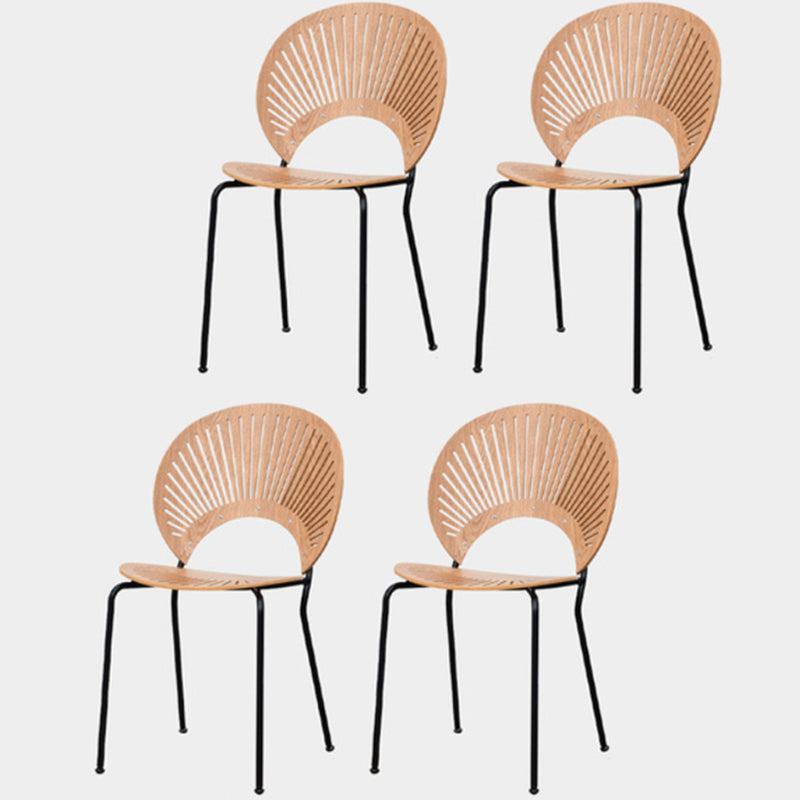 Modern Style Side Chair Open Back Armless Dining Chair for Indoor Natural Wood Black 4 Piece Set Clearhalo 'Dining Chairs' 'Dining Tables & Seating' 'dining_chair' 'furn' 'furn_dining_chair' 'Furniture' 'furniture_dining_chair' 'Kitchen & Dining Furniture' 4963215