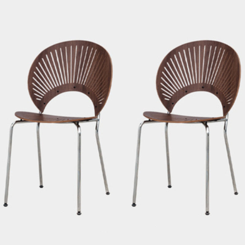 Modern Style Side Chair Open Back Armless Dining Chair for Indoor Silver Brown 2 Piece Set Clearhalo 'Dining Chairs' 'Dining Tables & Seating' 'dining_chair' 'furn' 'furn_dining_chair' 'Furniture' 'furniture_dining_chair' 'Kitchen & Dining Furniture' 4963220