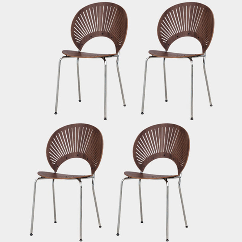 Modern Style Side Chair Open Back Armless Dining Chair for Indoor Silver Brown 4 Piece Set Clearhalo 'Dining Chairs' 'Dining Tables & Seating' 'dining_chair' 'furn' 'furn_dining_chair' 'Furniture' 'furniture_dining_chair' 'Kitchen & Dining Furniture' 4963222
