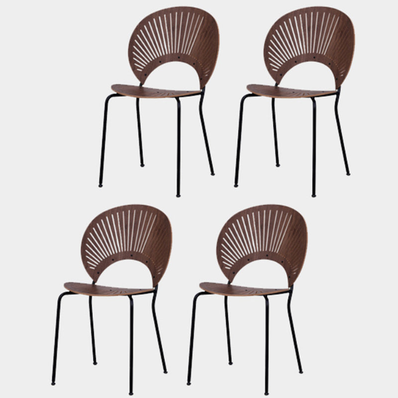 Modern Style Side Chair Open Back Armless Dining Chair for Indoor Black-Brown 4 Piece Set Clearhalo 'Dining Chairs' 'Dining Tables & Seating' 'dining_chair' 'furn' 'furn_dining_chair' 'Furniture' 'furniture_dining_chair' 'Kitchen & Dining Furniture' 4963227