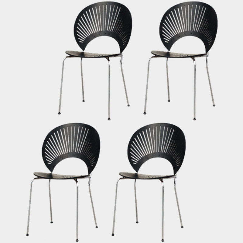 Modern Style Side Chair Open Back Armless Dining Chair for Indoor Black-Silver 4 Piece Set Clearhalo 'Dining Chairs' 'Dining Tables & Seating' 'dining_chair' 'furn' 'furn_dining_chair' 'Furniture' 'furniture_dining_chair' 'Kitchen & Dining Furniture' 4963231
