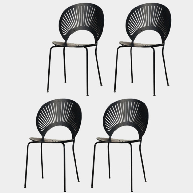Modern Style Side Chair Open Back Armless Dining Chair for Indoor Black 4 Piece Set Clearhalo 'Dining Chairs' 'Dining Tables & Seating' 'dining_chair' 'furn' 'furn_dining_chair' 'Furniture' 'furniture_dining_chair' 'Kitchen & Dining Furniture' 4963234