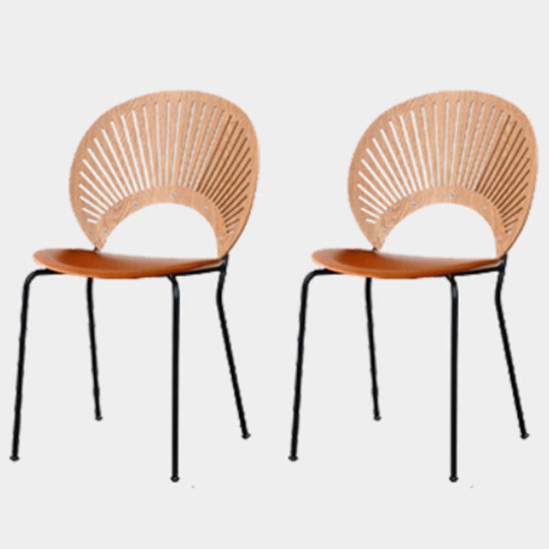 Modern Style Side Chair Open Back Armless Dining Chair for Indoor Brown 2 Piece Set Clearhalo 'Dining Chairs' 'Dining Tables & Seating' 'dining_chair' 'furn' 'furn_dining_chair' 'Furniture' 'furniture_dining_chair' 'Kitchen & Dining Furniture' 4963236