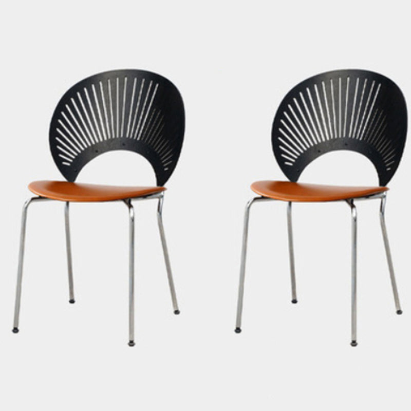 Modern Style Side Chair Open Back Armless Dining Chair for Indoor Brown-Black 2 Piece Set Clearhalo 'Dining Chairs' 'Dining Tables & Seating' 'dining_chair' 'furn' 'furn_dining_chair' 'Furniture' 'furniture_dining_chair' 'Kitchen & Dining Furniture' 4963239