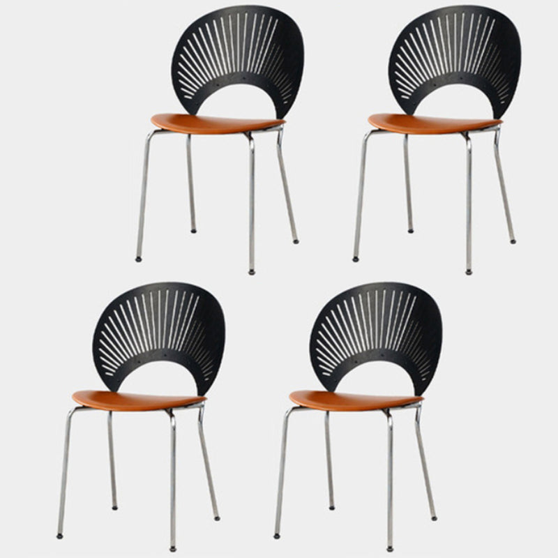 Modern Style Side Chair Open Back Armless Dining Chair for Indoor Brown-Black 4 Piece Set Clearhalo 'Dining Chairs' 'Dining Tables & Seating' 'dining_chair' 'furn' 'furn_dining_chair' 'Furniture' 'furniture_dining_chair' 'Kitchen & Dining Furniture' 4963240