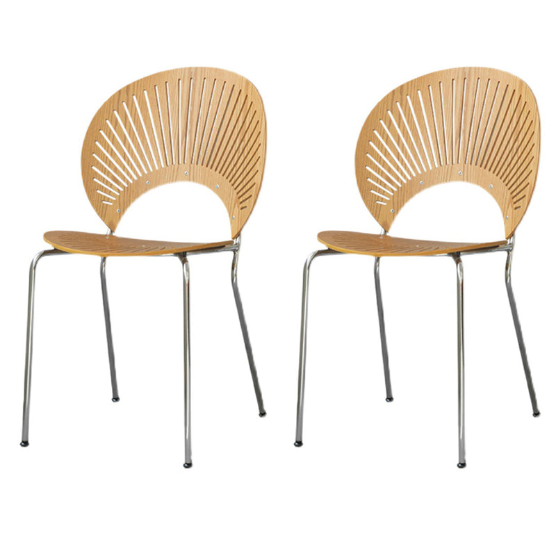 Modern Style Side Chair Open Back Armless Dining Chair for Indoor Wood-Silver 2 Piece Set Clearhalo 'Dining Chairs' 'Dining Tables & Seating' 'dining_chair' 'furn' 'furn_dining_chair' 'Furniture' 'furniture_dining_chair' 'Kitchen & Dining Furniture' 4963242
