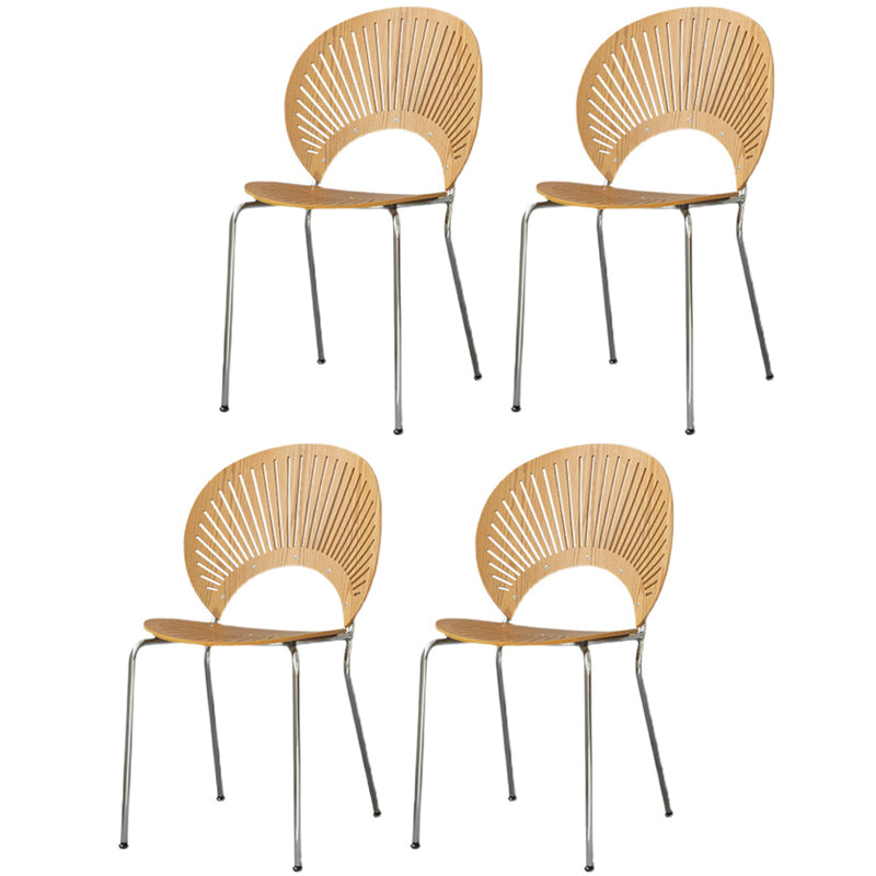 Modern Style Side Chair Open Back Armless Dining Chair for Indoor Wood-Silver 4 Piece Set Clearhalo 'Dining Chairs' 'Dining Tables & Seating' 'dining_chair' 'furn' 'furn_dining_chair' 'Furniture' 'furniture_dining_chair' 'Kitchen & Dining Furniture' 4963243