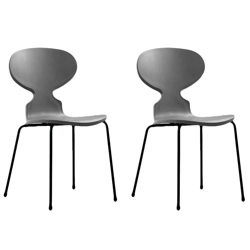 Modern Style Side Chair Plastic Metal Dining Chair for Home Use Grey 2 Piece Set Black Clearhalo 'Dining Chairs' 'Dining Tables & Seating' 'dining_chair' 'furn' 'furn_dining_chair' 'Furniture' 'furniture_dining_chair' 'Kitchen & Dining Furniture' 4963248