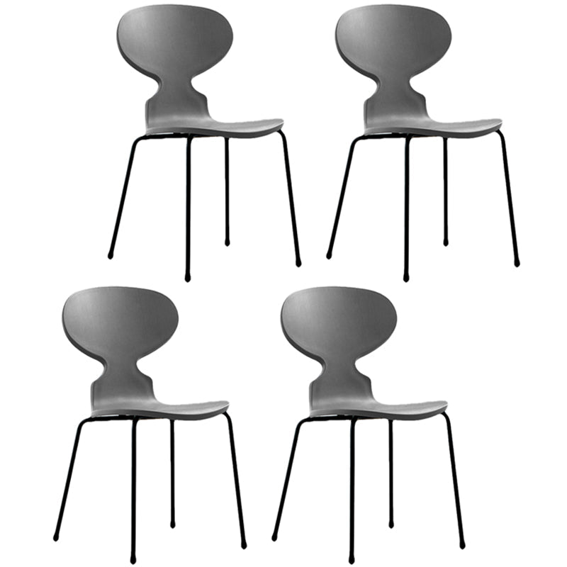 Modern Style Side Chair Plastic Metal Dining Chair for Home Use Grey 4 Piece Set Black Clearhalo 'Dining Chairs' 'Dining Tables & Seating' 'dining_chair' 'furn' 'furn_dining_chair' 'Furniture' 'furniture_dining_chair' 'Kitchen & Dining Furniture' 4963250
