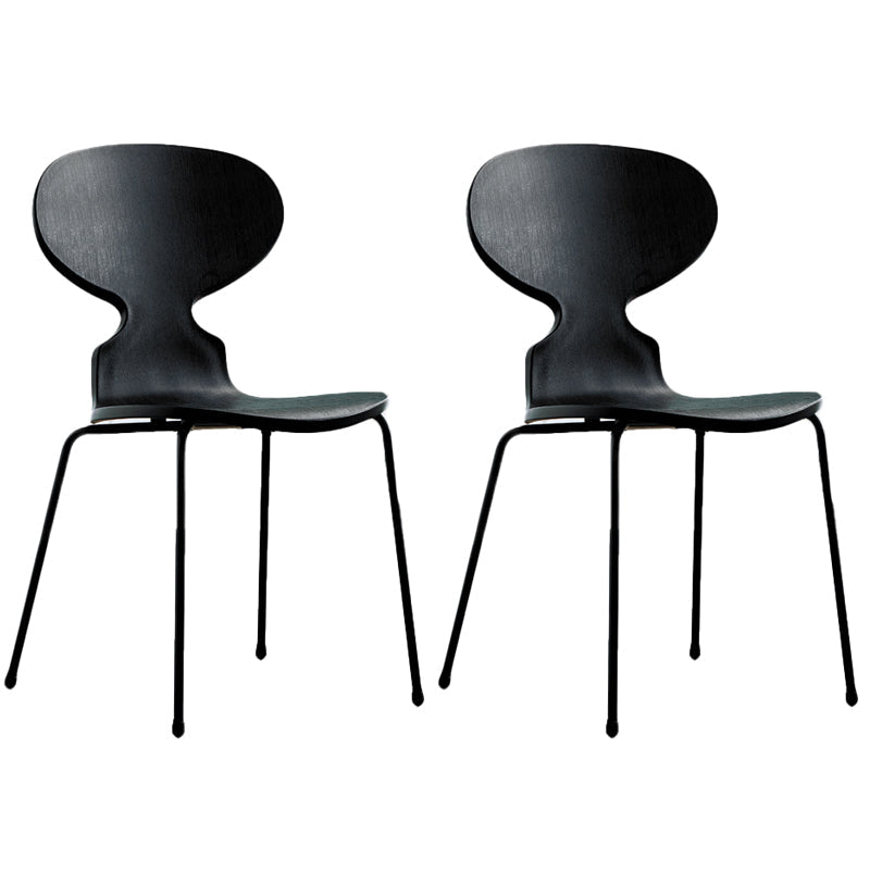 Modern Style Side Chair Plastic Metal Dining Chair for Home Use Black 2 Piece Set Black Clearhalo 'Dining Chairs' 'Dining Tables & Seating' 'dining_chair' 'furn' 'furn_dining_chair' 'Furniture' 'furniture_dining_chair' 'Kitchen & Dining Furniture' 4963253
