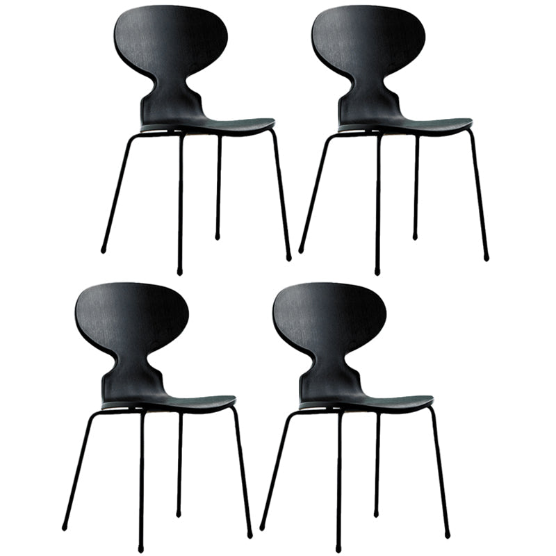Modern Style Side Chair Plastic Metal Dining Chair for Home Use Black 4 Piece Set Black Clearhalo 'Dining Chairs' 'Dining Tables & Seating' 'dining_chair' 'furn' 'furn_dining_chair' 'Furniture' 'furniture_dining_chair' 'Kitchen & Dining Furniture' 4963256