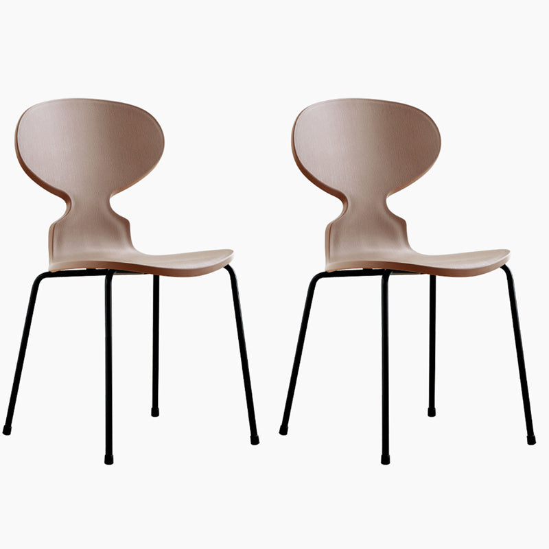 Modern Style Side Chair Plastic Metal Dining Chair for Home Use Khaki 2 Piece Set Black Clearhalo 'Dining Chairs' 'Dining Tables & Seating' 'dining_chair' 'furn' 'furn_dining_chair' 'Furniture' 'furniture_dining_chair' 'Kitchen & Dining Furniture' 4963266