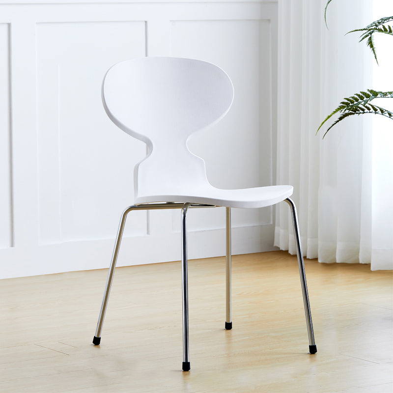 Modern Style Side Chair Plastic Metal Dining Chair for Home Use White 1 Piece Silver Clearhalo 'Dining Chairs' 'Dining Tables & Seating' 'dining_chair' 'furn' 'furn_dining_chair' 'Furniture' 'furniture_dining_chair' 'Kitchen & Dining Furniture' 4963269