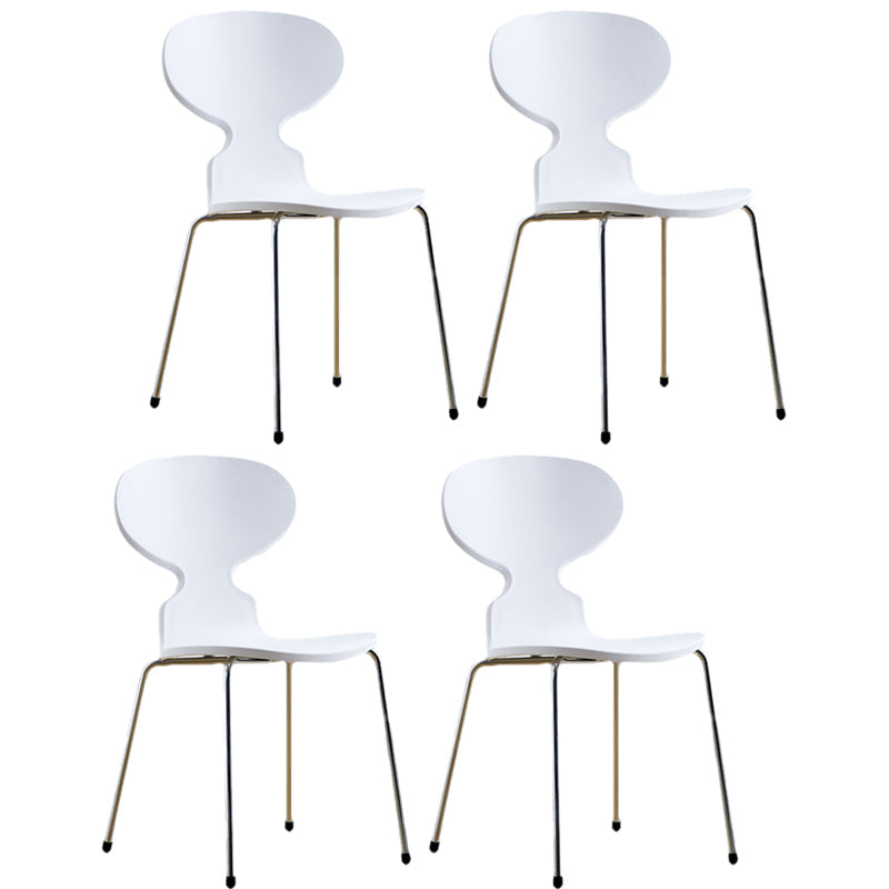 Modern Style Side Chair Plastic Metal Dining Chair for Home Use White 4 Piece Set Silver Clearhalo 'Dining Chairs' 'Dining Tables & Seating' 'dining_chair' 'furn' 'furn_dining_chair' 'Furniture' 'furniture_dining_chair' 'Kitchen & Dining Furniture' 4963271