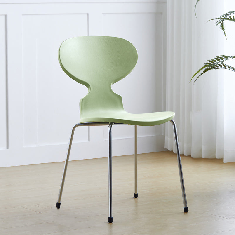 Modern Style Side Chair Plastic Metal Dining Chair for Home Use Green 1 Piece Silver Clearhalo 'Dining Chairs' 'Dining Tables & Seating' 'dining_chair' 'furn' 'furn_dining_chair' 'Furniture' 'furniture_dining_chair' 'Kitchen & Dining Furniture' 4963272