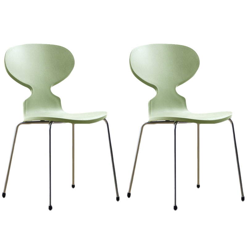 Modern Style Side Chair Plastic Metal Dining Chair for Home Use Green 2 Piece Set Silver Clearhalo 'Dining Chairs' 'Dining Tables & Seating' 'dining_chair' 'furn' 'furn_dining_chair' 'Furniture' 'furniture_dining_chair' 'Kitchen & Dining Furniture' 4963273