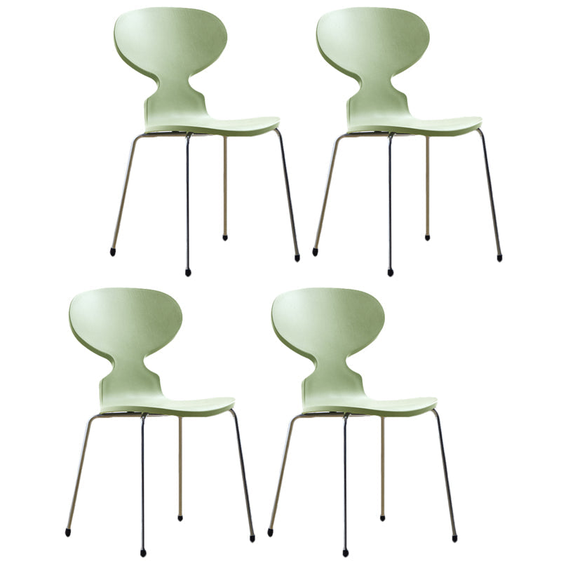 Modern Style Side Chair Plastic Metal Dining Chair for Home Use Green 4 Piece Set Silver Clearhalo 'Dining Chairs' 'Dining Tables & Seating' 'dining_chair' 'furn' 'furn_dining_chair' 'Furniture' 'furniture_dining_chair' 'Kitchen & Dining Furniture' 4963274