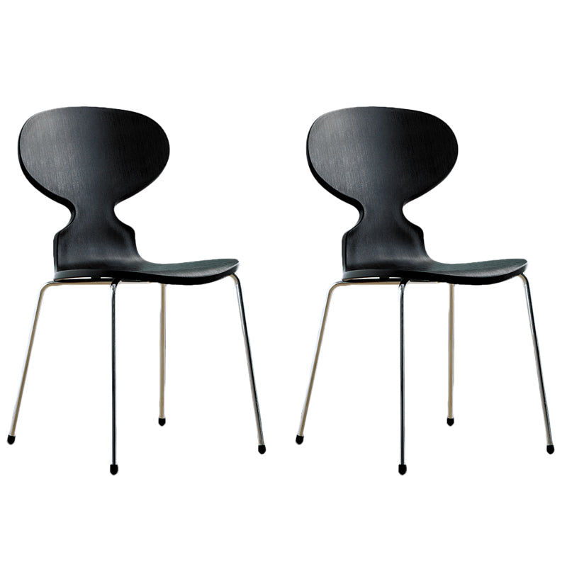 Modern Style Side Chair Plastic Metal Dining Chair for Home Use Black 2 Piece Set Silver Clearhalo 'Dining Chairs' 'Dining Tables & Seating' 'dining_chair' 'furn' 'furn_dining_chair' 'Furniture' 'furniture_dining_chair' 'Kitchen & Dining Furniture' 4963276