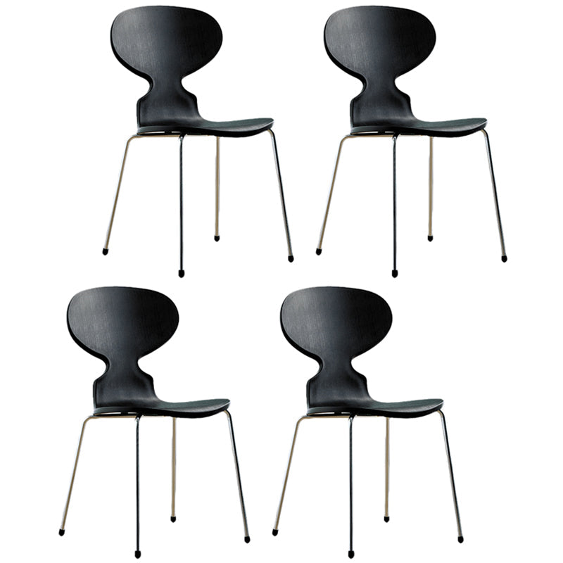 Modern Style Side Chair Plastic Metal Dining Chair for Home Use Black 4 Piece Set Silver Clearhalo 'Dining Chairs' 'Dining Tables & Seating' 'dining_chair' 'furn' 'furn_dining_chair' 'Furniture' 'furniture_dining_chair' 'Kitchen & Dining Furniture' 4963277