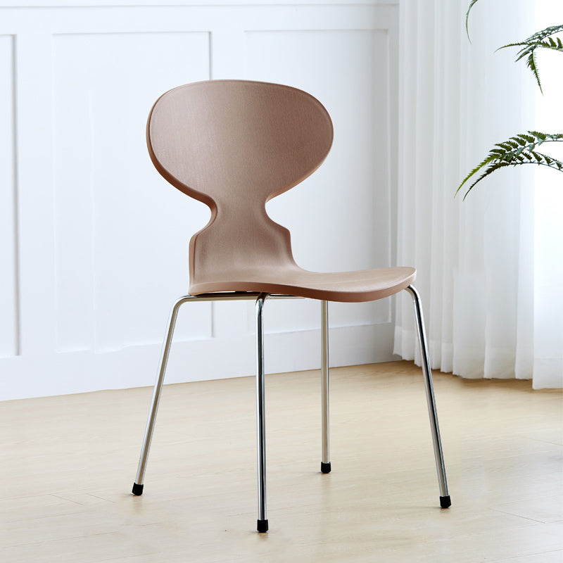 Modern Style Side Chair Plastic Metal Dining Chair for Home Use Khaki 1 Piece Silver Clearhalo 'Dining Chairs' 'Dining Tables & Seating' 'dining_chair' 'furn' 'furn_dining_chair' 'Furniture' 'furniture_dining_chair' 'Kitchen & Dining Furniture' 4963278