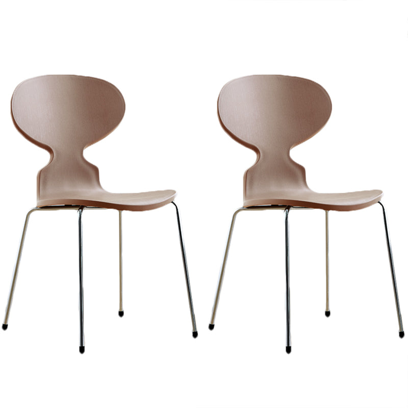 Modern Style Side Chair Plastic Metal Dining Chair for Home Use Khaki 2 Piece Set Silver Clearhalo 'Dining Chairs' 'Dining Tables & Seating' 'dining_chair' 'furn' 'furn_dining_chair' 'Furniture' 'furniture_dining_chair' 'Kitchen & Dining Furniture' 4963279