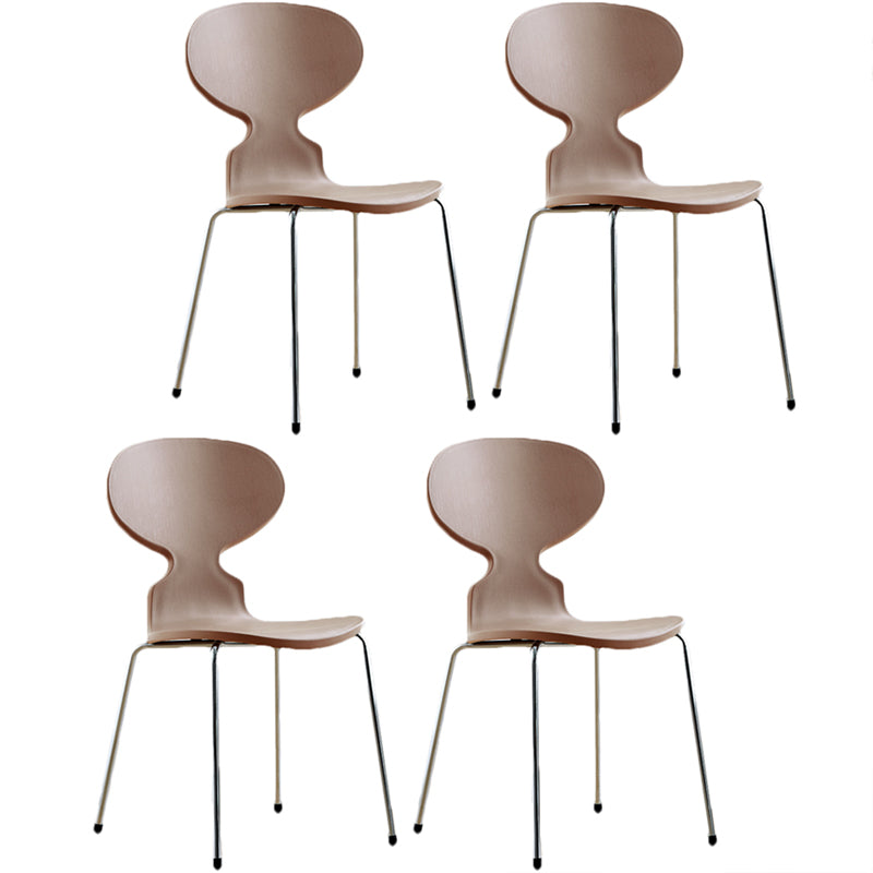 Modern Style Side Chair Plastic Metal Dining Chair for Home Use Khaki 4 Piece Set Silver Clearhalo 'Dining Chairs' 'Dining Tables & Seating' 'dining_chair' 'furn' 'furn_dining_chair' 'Furniture' 'furniture_dining_chair' 'Kitchen & Dining Furniture' 4963280