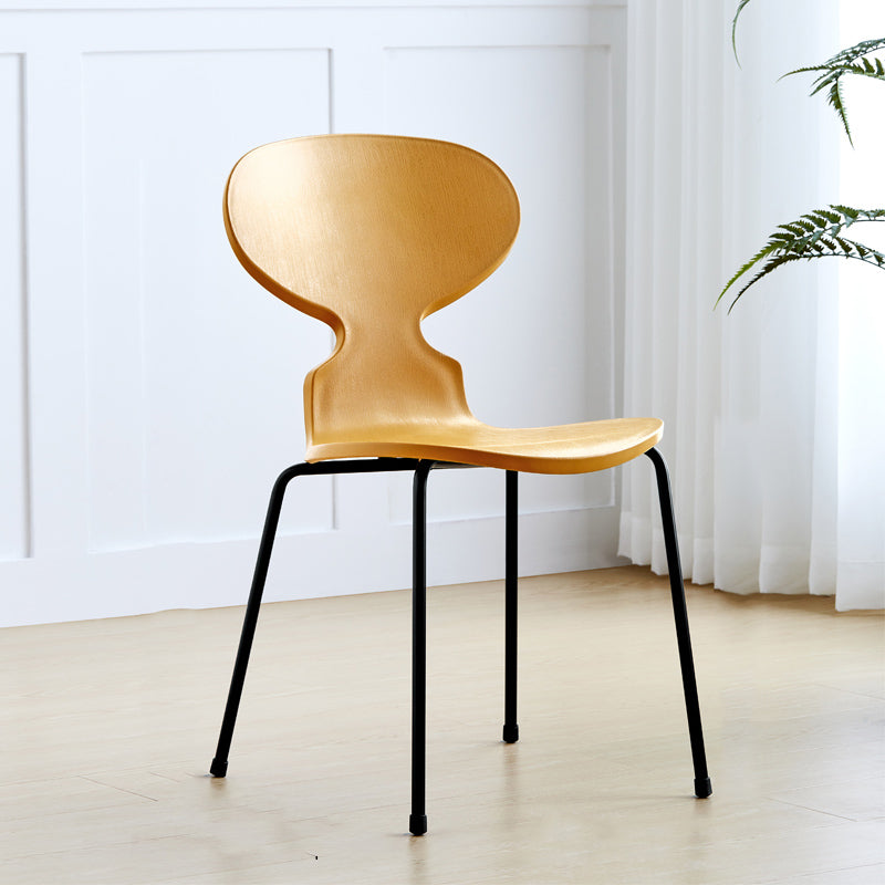 Modern Style Side Chair Plastic Metal Dining Chair for Home Use Yellow 1 Piece Black Clearhalo 'Dining Chairs' 'Dining Tables & Seating' 'dining_chair' 'furn' 'furn_dining_chair' 'Furniture' 'furniture_dining_chair' 'Kitchen & Dining Furniture' 4963281