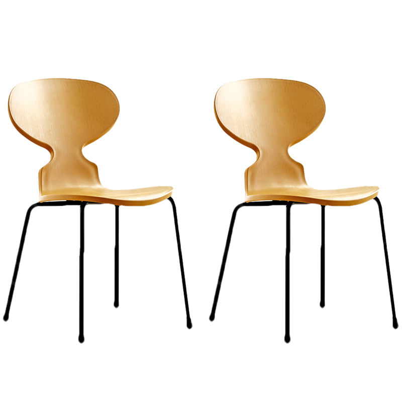 Modern Style Side Chair Plastic Metal Dining Chair for Home Use Yellow 2 Piece Set Black Clearhalo 'Dining Chairs' 'Dining Tables & Seating' 'dining_chair' 'furn' 'furn_dining_chair' 'Furniture' 'furniture_dining_chair' 'Kitchen & Dining Furniture' 4963282