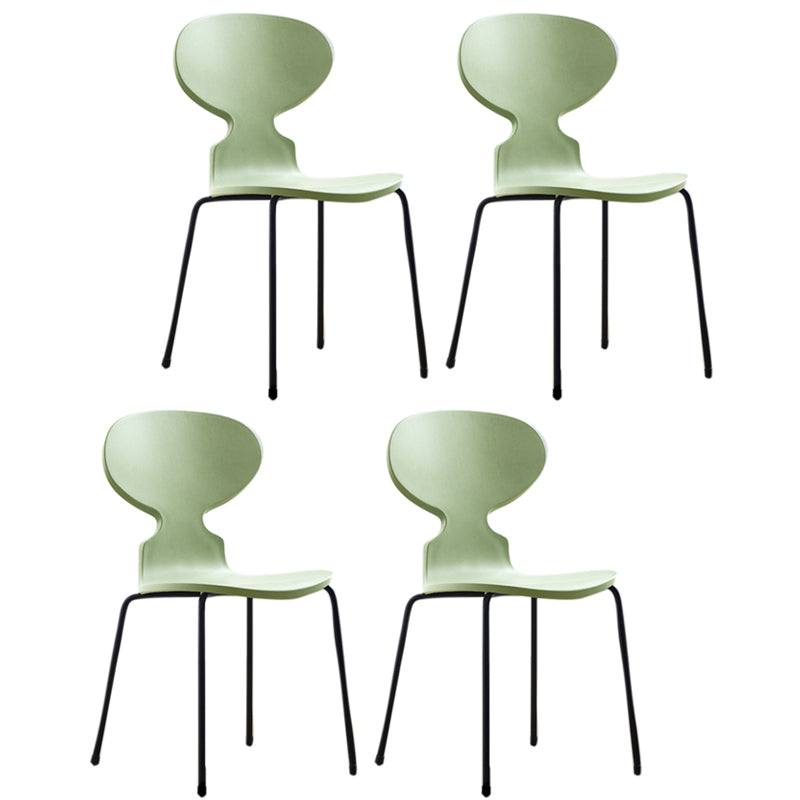 Modern Style Side Chair Plastic Metal Dining Chair for Home Use Green 4 Piece Set Black Clearhalo 'Dining Chairs' 'Dining Tables & Seating' 'dining_chair' 'furn' 'furn_dining_chair' 'Furniture' 'furniture_dining_chair' 'Kitchen & Dining Furniture' 4963289