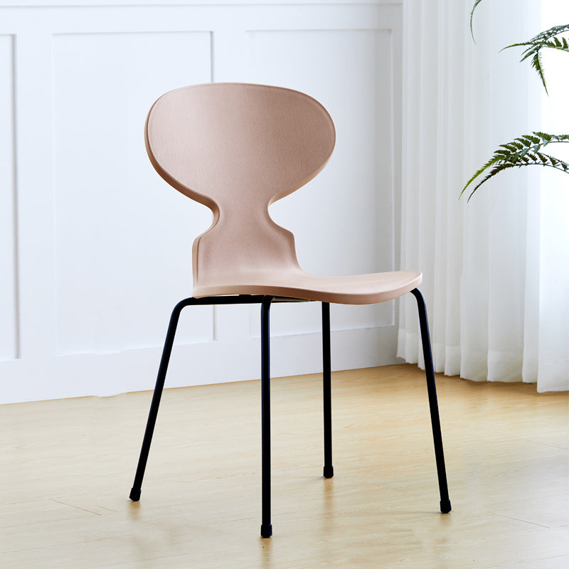 Modern Style Side Chair Plastic Metal Dining Chair for Home Use Pink 1 Piece Black Clearhalo 'Dining Chairs' 'Dining Tables & Seating' 'dining_chair' 'furn' 'furn_dining_chair' 'Furniture' 'furniture_dining_chair' 'Kitchen & Dining Furniture' 4963290