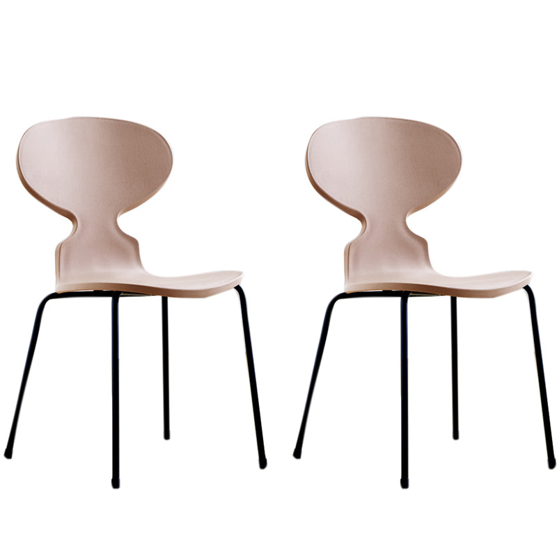 Modern Style Side Chair Plastic Metal Dining Chair for Home Use Pink 2 Piece Set Black Clearhalo 'Dining Chairs' 'Dining Tables & Seating' 'dining_chair' 'furn' 'furn_dining_chair' 'Furniture' 'furniture_dining_chair' 'Kitchen & Dining Furniture' 4963291