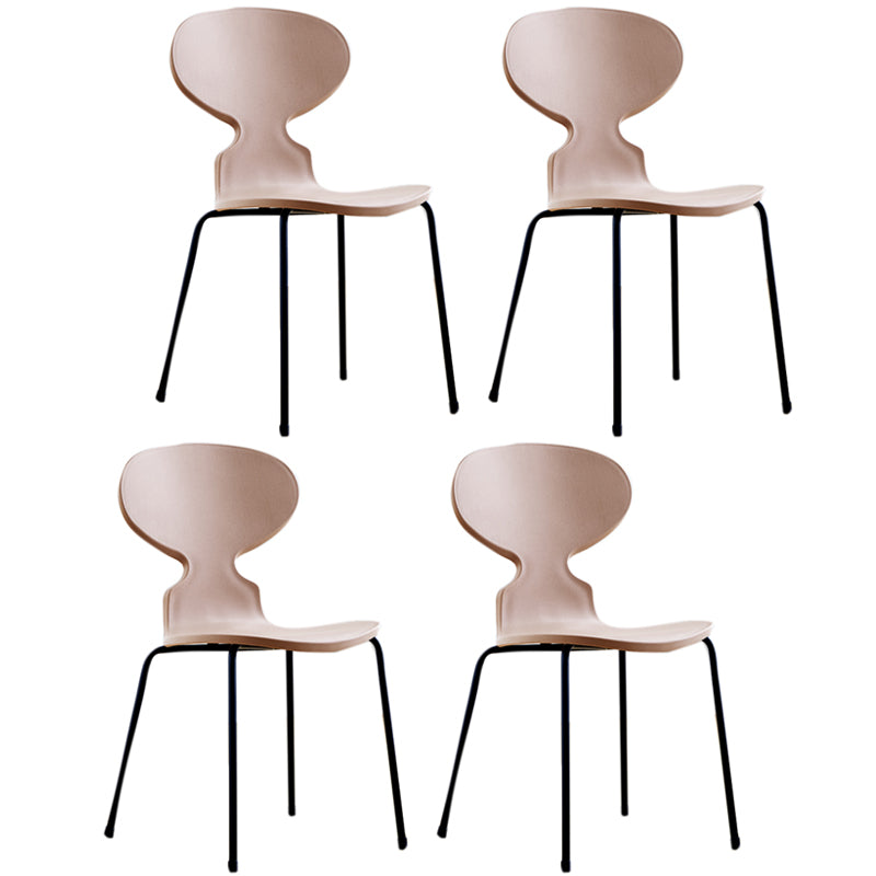 Modern Style Side Chair Plastic Metal Dining Chair for Home Use Pink 4 Piece Set Black Clearhalo 'Dining Chairs' 'Dining Tables & Seating' 'dining_chair' 'furn' 'furn_dining_chair' 'Furniture' 'furniture_dining_chair' 'Kitchen & Dining Furniture' 4963292