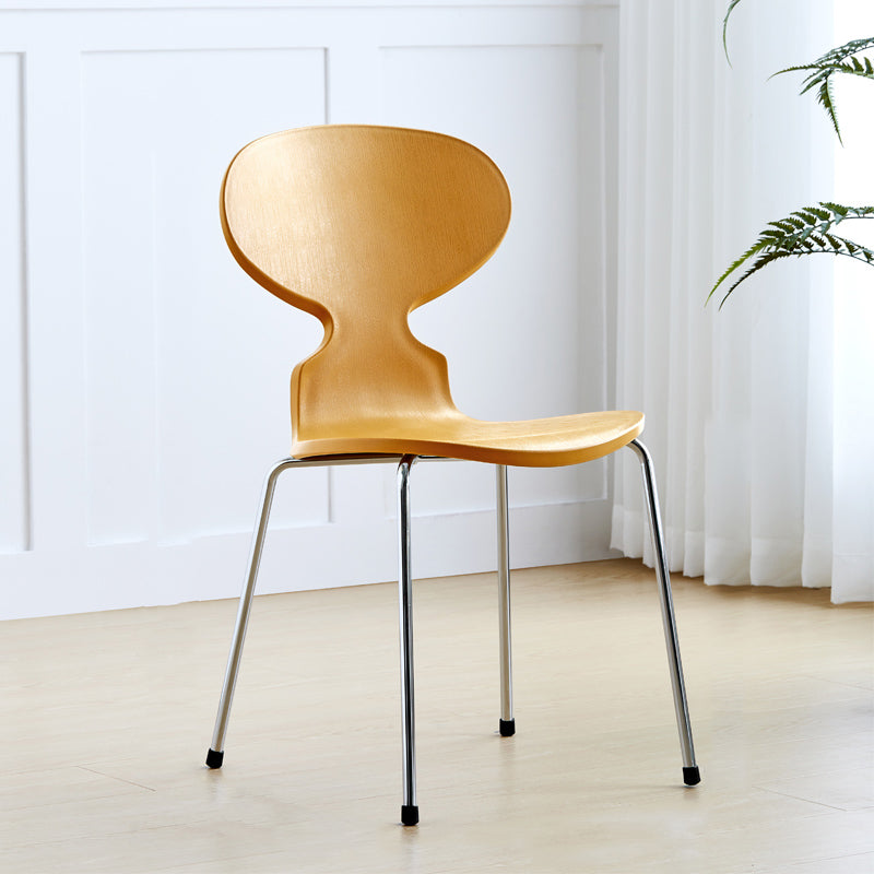 Modern Style Side Chair Plastic Metal Dining Chair for Home Use Yellow 1 Piece Silver Clearhalo 'Dining Chairs' 'Dining Tables & Seating' 'dining_chair' 'furn' 'furn_dining_chair' 'Furniture' 'furniture_dining_chair' 'Kitchen & Dining Furniture' 4963293